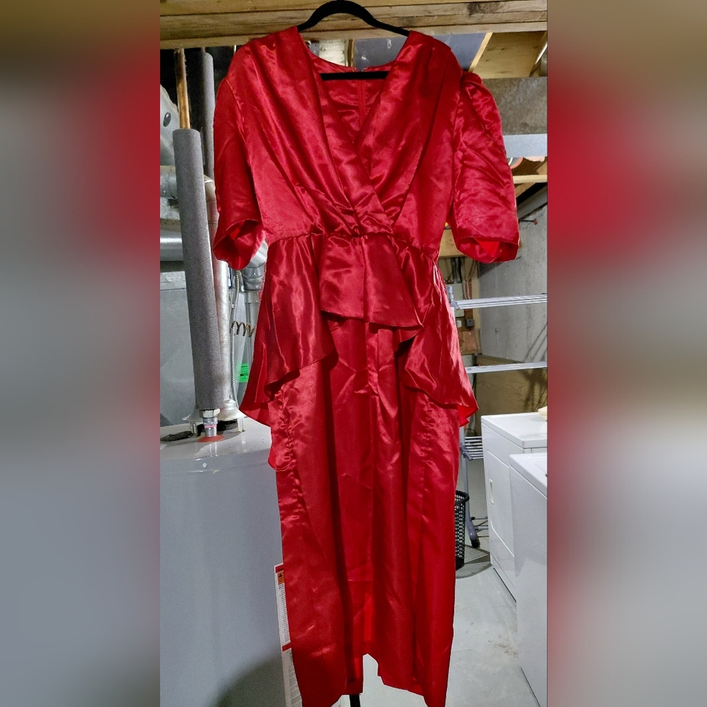 Vintage Red Satin Dress